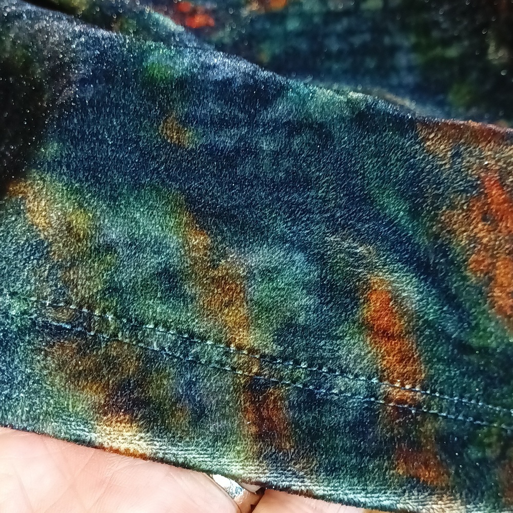 New Soft surroundings Brushed Velvet Brown Blue Multicolor Wrap Top Medium - Picture 7 of 10